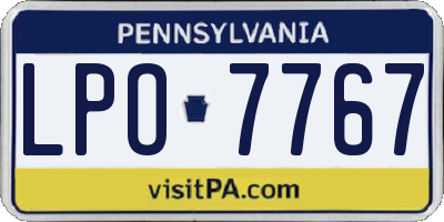 PA license plate LPO7767