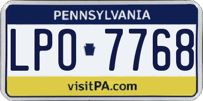PA license plate LPO7768