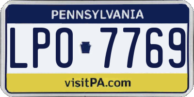 PA license plate LPO7769