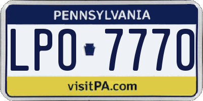 PA license plate LPO7770