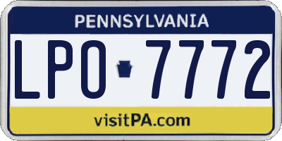 PA license plate LPO7772