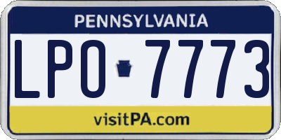 PA license plate LPO7773