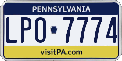PA license plate LPO7774