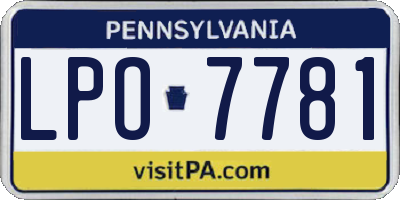 PA license plate LPO7781
