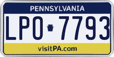 PA license plate LPO7793