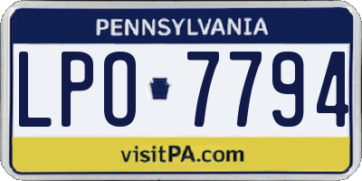 PA license plate LPO7794