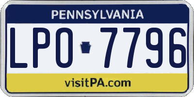PA license plate LPO7796