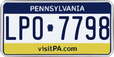 PA license plate LPO7798