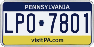 PA license plate LPO7801