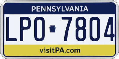 PA license plate LPO7804