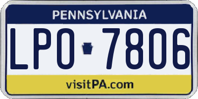 PA license plate LPO7806