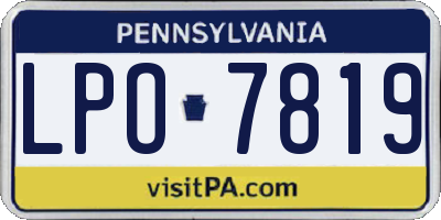 PA license plate LPO7819