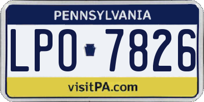 PA license plate LPO7826