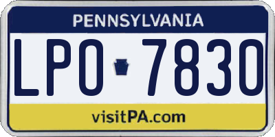 PA license plate LPO7830