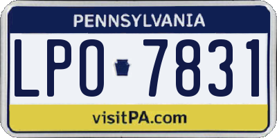 PA license plate LPO7831