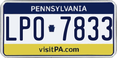 PA license plate LPO7833