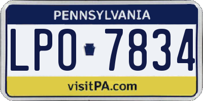 PA license plate LPO7834