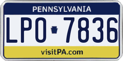 PA license plate LPO7836