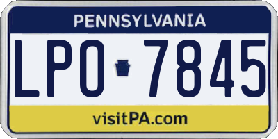 PA license plate LPO7845
