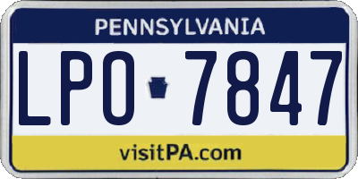 PA license plate LPO7847