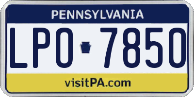 PA license plate LPO7850