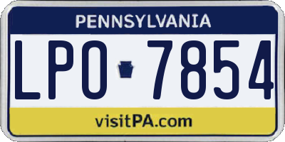 PA license plate LPO7854