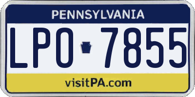 PA license plate LPO7855