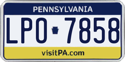 PA license plate LPO7858