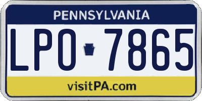 PA license plate LPO7865