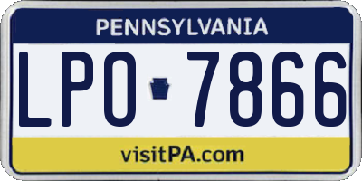 PA license plate LPO7866
