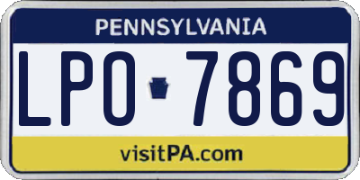 PA license plate LPO7869