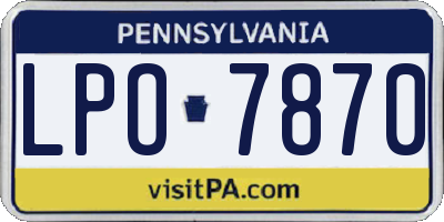 PA license plate LPO7870