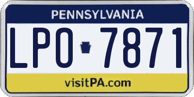 PA license plate LPO7871