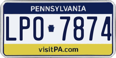 PA license plate LPO7874