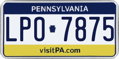 PA license plate LPO7875