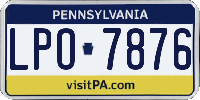 PA license plate LPO7876