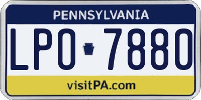 PA license plate LPO7880