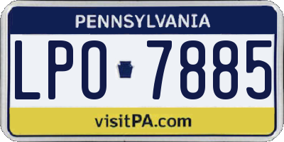 PA license plate LPO7885