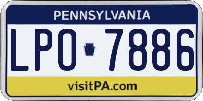 PA license plate LPO7886