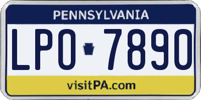 PA license plate LPO7890