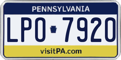 PA license plate LPO7920