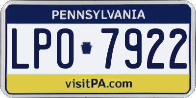 PA license plate LPO7922