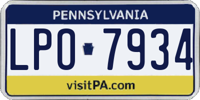 PA license plate LPO7934