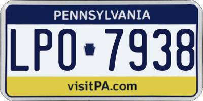 PA license plate LPO7938