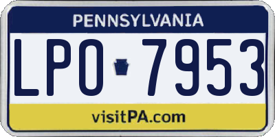 PA license plate LPO7953