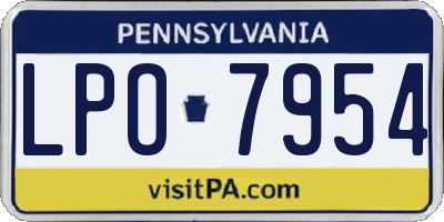 PA license plate LPO7954