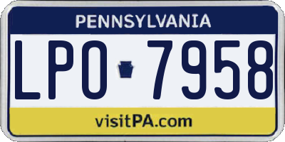 PA license plate LPO7958