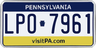 PA license plate LPO7961