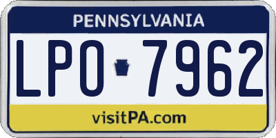 PA license plate LPO7962
