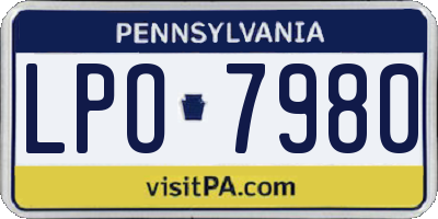 PA license plate LPO7980